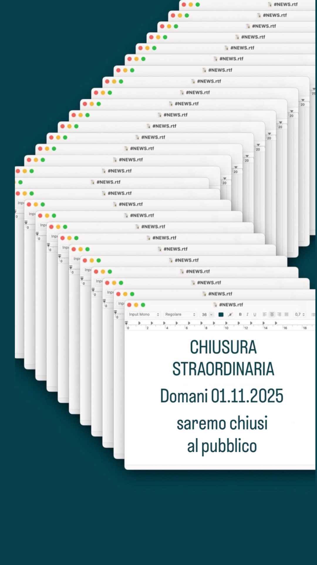 Chiusura – 1 novembre