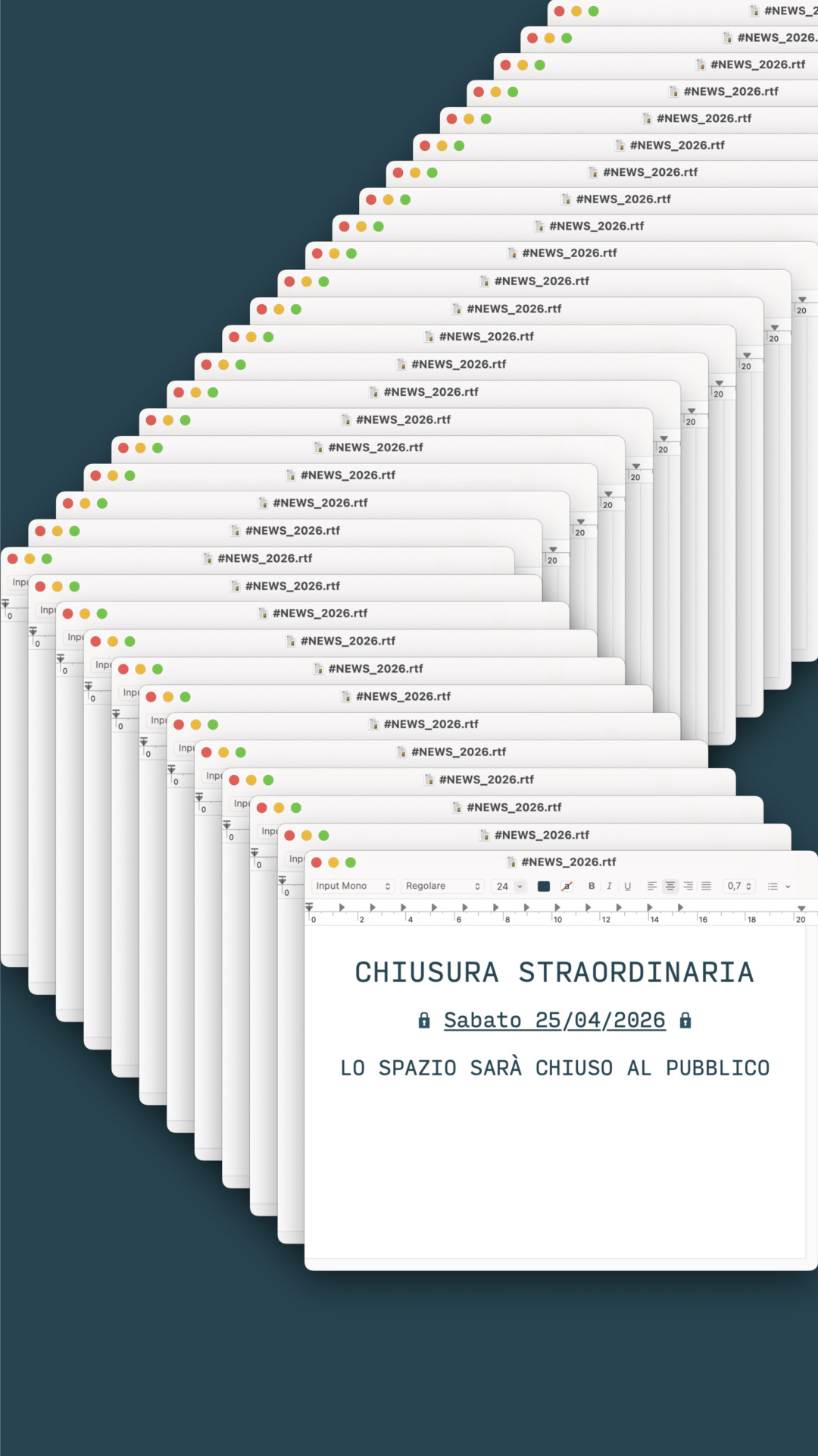 Chiusura straordinaria – sabato 25 aprile