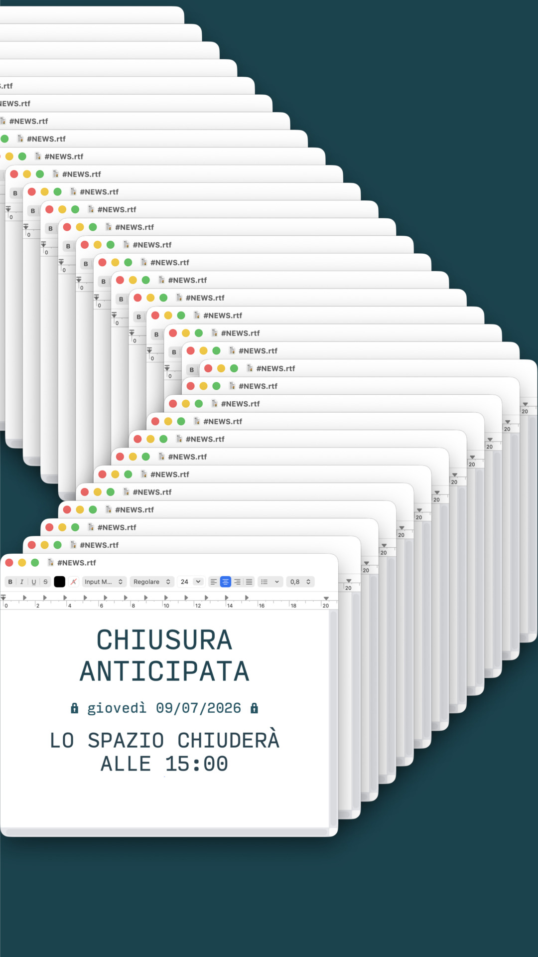 CHIUSURA STRAORDINARIA 9 LUGLIO