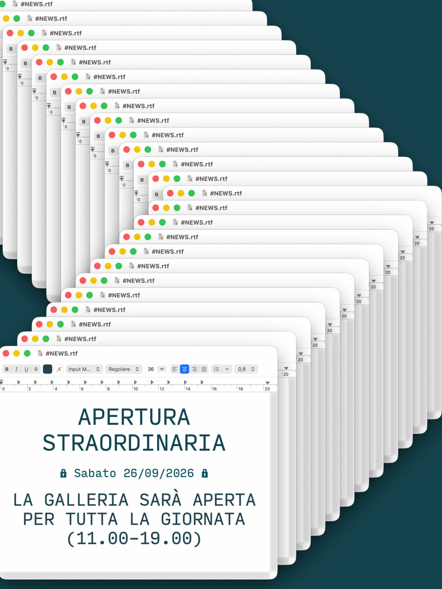 Apertura straordinaria sabato 26 settembre